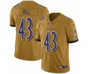 Youth Baltimore Ravens #43 Justice Hill Limited Gold Inverted Legend Football Jersey