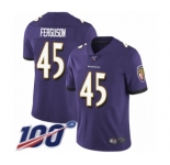 Youth Baltimore Ravens #45 Jaylon Ferguson Purple Team Color Vapor Untouchable Limited Player 100th Season Football Jersey