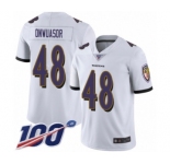 Youth Baltimore Ravens #48 Patrick Onwuasor White Vapor Untouchable Limited Player 100th Season Football Jersey