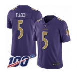 Youth Baltimore Ravens #5 Joe Flacco Limited Purple Rush Vapor Untouchable 100th Season Football Jersey
