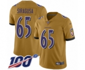Youth Baltimore Ravens #65 Nico Siragusa Limited Gold Inverted Legend 100th Season Football Jersey