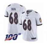 Youth Baltimore Ravens #68 Matt Skura White Vapor Untouchable Limited Player 100th Season Football Jersey