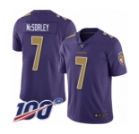 Youth Baltimore Ravens #7 Trace McSorley Limited Purple Rush Vapor Untouchable 100th Season Football Jersey