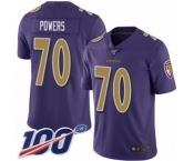 Youth Baltimore Ravens #70 Ben Powers Limited Purple Rush Vapor Untouchable 100th Season Football Jersey