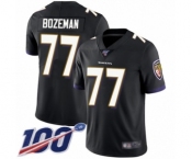 Youth Baltimore Ravens #77 Bradley Bozeman Black Alternate Vapor Untouchable Limited Player 100th Season Football Jersey
