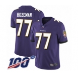 Youth Baltimore Ravens #77 Bradley Bozeman Purple Team Color Vapor Untouchable Limited Player 100th Season Football Jersey
