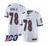 Youth Baltimore Ravens #78 Orlando Brown Jr. White Vapor Untouchable Limited Player 100th Season Football Jersey