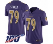 Youth Baltimore Ravens #79 Ronnie Stanley Limited Purple Rush Vapor Untouchable 100th Season Football Jersey