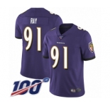 Youth Baltimore Ravens #91 Shane Ray Purple Team Color Vapor Untouchable Limited Player 100th Season Football Jersey