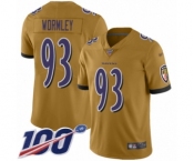 Youth Baltimore Ravens #93 Chris Wormley Limited Gold Inverted Legend 100th Season Football Jersey
