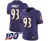 Youth Baltimore Ravens #93 Chris Wormley Purple Team Color Vapor Untouchable Limited Player 100th Season Football Jersey