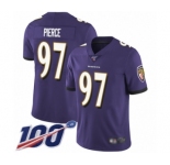 Youth Baltimore Ravens #97 Michael Pierce Purple Team Color Vapor Untouchable Limited Player 100th Season Football Jersey