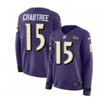 Youth Nike Baltimore Ravens #15 Michael Crabtree Limited Purple Therma Long Sleeve NFL Jersey