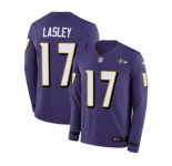 Youth Nike Baltimore Ravens #17 Jordan Lasley Limited Purple Therma Long Sleeve NFL Jersey