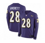 Youth Nike Baltimore Ravens #28 Anthony Averett Limited Purple Therma Long Sleeve NFL Jersey