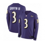 Youth Nike Baltimore Ravens #3 Robert Griffin III Limited Purple Therma Long Sleeve NFL Jersey