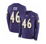 Youth Nike Baltimore Ravens #46 Morgan Cox Limited Purple Therma Long Sleeve NFL Jersey