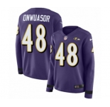 Youth Nike Baltimore Ravens #48 Patrick Onwuasor Limited Purple Therma Long Sleeve NFL Jersey