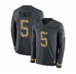Youth Nike Baltimore Ravens #5 Joe Flacco Limited Black Salute to Service Therma Long Sleeve NFL Jersey