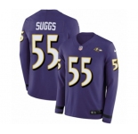 Youth Nike Baltimore Ravens #55 Terrell Suggs Limited Purple Therma Long Sleeve NFL Jersey