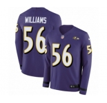 Youth Nike Baltimore Ravens #56 Tim Williams Limited Purple Therma Long Sleeve NFL Jersey