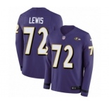 Youth Nike Baltimore Ravens #72 Alex Lewis Limited Purple Therma Long Sleeve NFL Jersey