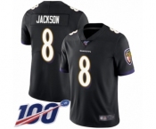 Youth Nike Baltimore Ravens #8 Lamar Jackson Black Alternate Vapor Untouchable Limited Player 100th Season NFL Jersey