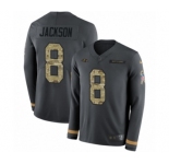 Youth Nike Baltimore Ravens #8 Lamar Jackson Limited Black Salute to Service Therma Long Sleeve NFL Jersey