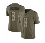 Youth Nike Baltimore Ravens #8 Lamar Jackson Limited Olive Camo Salute to Service NFL Jersey