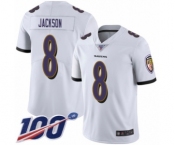 Youth Nike Baltimore Ravens #8 Lamar Jackson White Vapor Untouchable Limited Player 100th Season NFL Jersey