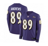 Youth Nike Baltimore Ravens #89 Mark Andrews Limited Purple Therma Long Sleeve NFL Jersey