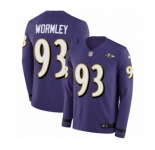 Youth Nike Baltimore Ravens #93 Chris Wormley Limited Purple Therma Long Sleeve NFL Jersey
