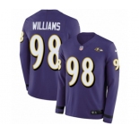Youth Nike Baltimore Ravens #98 Brandon Williams Limited Purple Therma Long Sleeve NFL Jersey