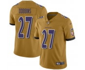 Youth Nike Ravens #27 J.K. Dobbins Gold Stitched NFL Limited Inverted Legend Jersey