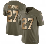 Youth Nike Ravens #27 J.K. Dobbins Olive Gold  Stitched NFL Limited 2017 Salute To Service Jersey