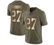 Youth Nike Ravens #27 J.K. Dobbins Olive Gold  Stitched NFL Limited 2017 Salute To Service Jersey