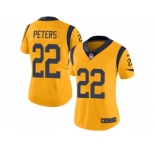 Women Nike Los Angeles Rams #22 Marcus Peters Gold Stitched NFL Limited Rush Jersey