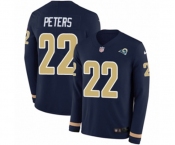 Women Nike Los Angeles Rams #22 Marcus Peters Limited Navy Blue Therma Long Sleeve NFL Jersey