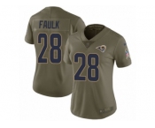 Women Nike Los Angeles Rams #28 Marshall Faulk Limited Olive 2017 Salute to Service NFL Jersey