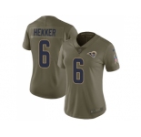 Women Nike Los Angeles Rams #6 Johnny Hekker Olive Stitched NFL Limited 2017 Salute to Service Jersey