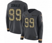 Women Nike Los Angeles Rams #99 Aaron Donald Limited Black Salute to Service Therma Long Sleeve NFL Jersey