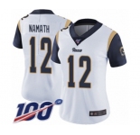 Women's Los Angeles Rams #12 Joe Namath White Vapor Untouchable Limited Player 100th Season Football Jersey