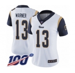 Women's Los Angeles Rams #13 Kurt Warner White Vapor Untouchable Limited Player 100th Season Football Jersey
