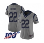 Women's Los Angeles Rams #22 Marcus Peters Limited Gray Inverted Legend 100th Season Football Jersey