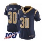 Women's Los Angeles Rams #30 Todd Gurley Navy Blue Team Color Vapor Untouchable Limited Player 100th Season Football Jersey
