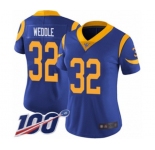 Women's Los Angeles Rams #32 Eric Weddle Royal Blue Alternate Vapor Untouchable Limited Player 100th Season Football Jersey