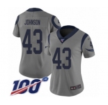 Women's Los Angeles Rams #43 John Johnson Limited Gray Inverted Legend 100th Season Football Jersey
