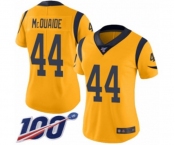 Women's Los Angeles Rams #44 Jacob McQuaide Limited Gold Rush Vapor Untouchable 100th Season Football Jersey