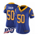 Women's Los Angeles Rams #50 Samson Ebukam Royal Blue Alternate Vapor Untouchable Limited Player 100th Season Football Jersey