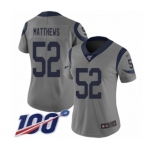 Women's Los Angeles Rams #52 Clay Matthews Limited Gray Inverted Legend 100th Season Football Jersey